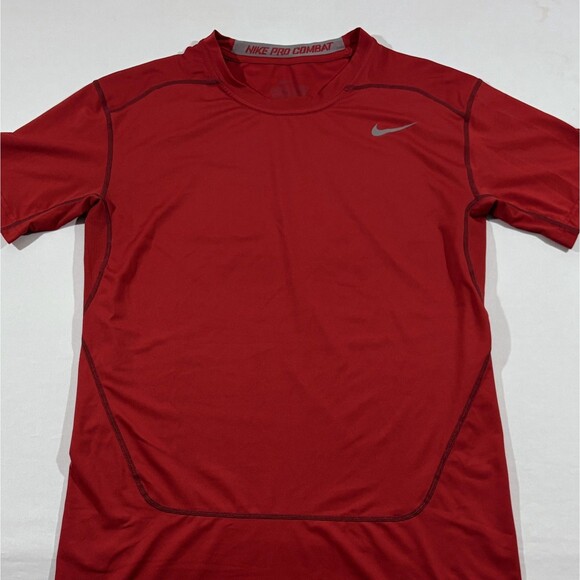 Nike Shirt Mens Red Pro Combat Dri-FIT Compression Athletic Gym Training Sz 2XL - Picture 2 of 10